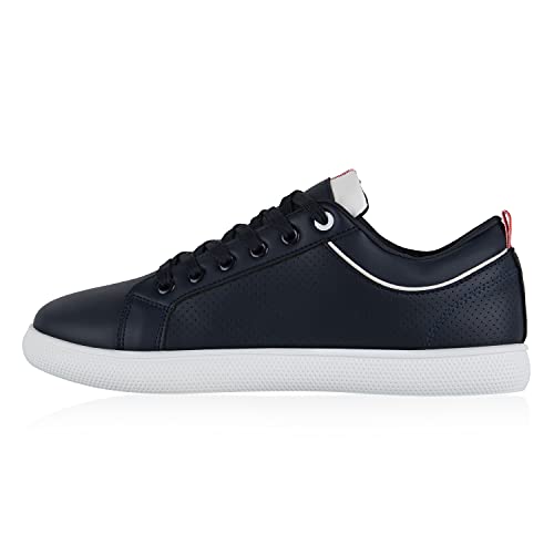 Giralin Herren Sneaker Low Turnschuhe Schnürer Lack Leder-Optik Schuhe Bequeme Freizeitschuhe 610168 Dunkelblau 40 von Giralin