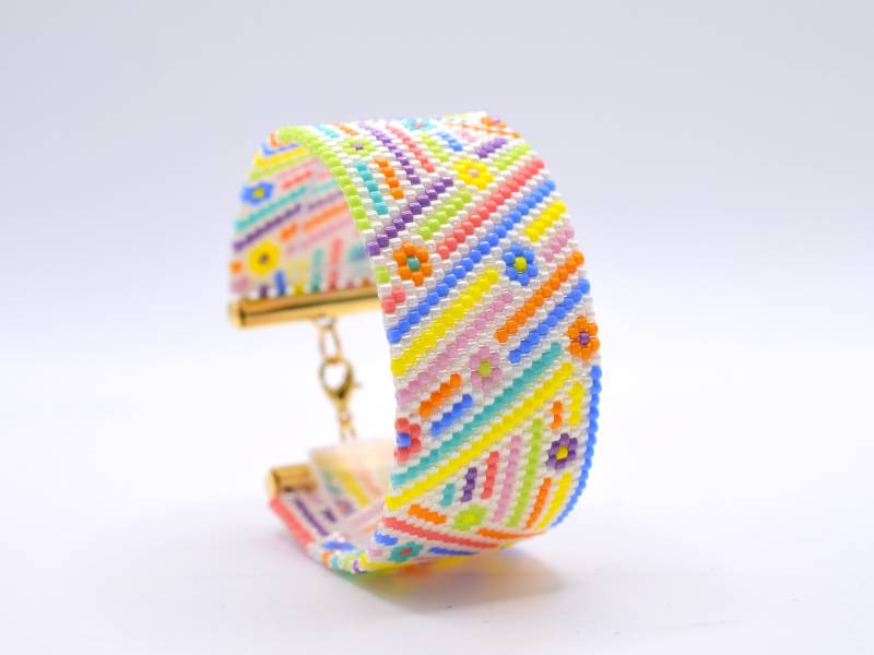 Regenbogen Perlen Armband Miyuki Delica Glasrocailles von GirassolBeads