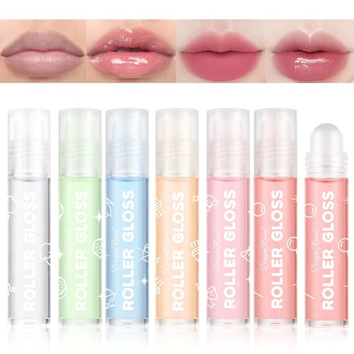 6 Stück Lippenöl & Gloss Kit, Roll On Lipgloss Set, Feuchtigkeitscreme Glänzendes Lippen-Make-up, Schimmer Lip Glow Öl, Feuchtigkeitsspendende, Aufpolsternde Lippenpflege mit Perle & Schimmer von Gireatick