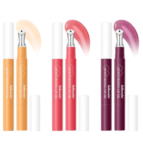 Gireatick 3pcs Lip Oil Set, Feuchtigkeitsspendender Lipgloss, Feuchtigkeitsspendendes Lip Glow Öl, Glanz & Verspiegeltes Finish, Koreanisches Make-up, Lip Plumper Gloss für Vollere Lippen von Gireatick