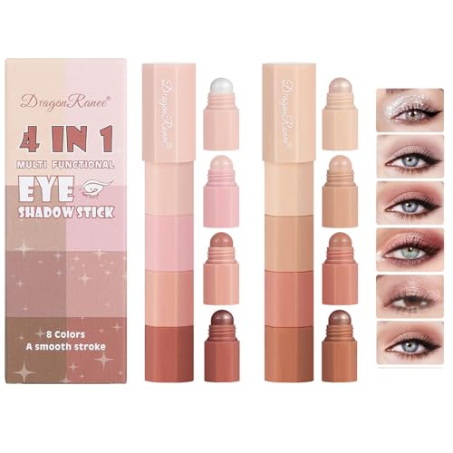 Gireatick 8 Farben Lidschattenstift, 4 in 1 Perlmutt Schimmer Matte Lidschattenstift Set, Glatt Cremig Hochpigmentierter Highlighter Rouge Bronzer Konturierendes Gesicht Multi-Stick Make-up von Gireatick