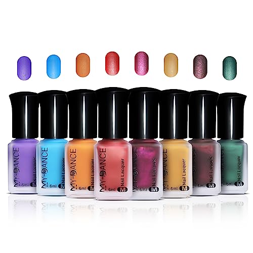 Gireatick 8-teiliges Mattes Nagellack-Set, Funkelnde Glitzerfarben Nagellack-Kit, Matter Satin-Samt-Nagellack Mit Nebeleffekt, Nagellack für Mädchen Nicht Müssen Aushärten/Backen von Gireatick