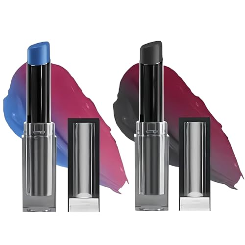 So Pretty - PH Adjusting Lip, Gireatick 2pcs InstaPh Ph Adjust Lip Balm, Magic Color Changing Lippenbalsam, Wang Tint Gloss Lipgloss, Temperatur Color Changing Lippenstift (Blau+Schwarz) von Gireatick
