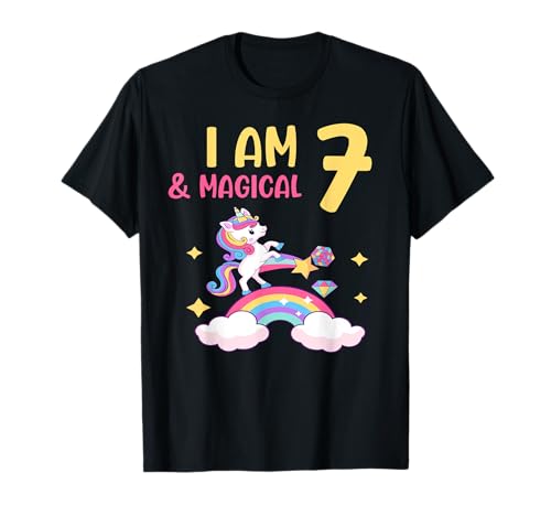 Mädchen I Am 7 & Magical Birthday Einhorn Regenbogen 7 Jahre alt T-Shirt Mädchen I Am 7 & Magical Birthday Einhorn Regenbogen 7 Jahre alt T-Shirt von Girl 7th Birthday Cute Magical Unicorn Rainbow Tee