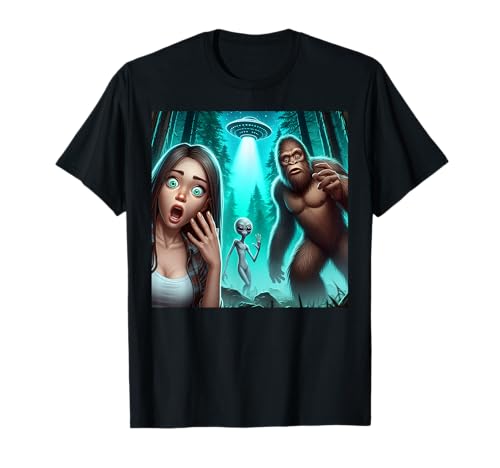Mädchen Bigfoot Selfie Alien UFO überrascht Sasquatch mit Alien T-Shirt Mädchen Bigfoot Selfie Alien UFO überrascht Sasquatch mit Alien T-Shirt von Girl Bigfoot UFO alien