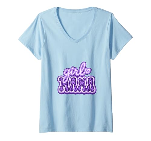 Damen Lustiger Spruch Momma of Girls T-Shirt mit V-Ausschnitt von Girl Mom Designs