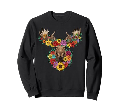 Floral Moose The Flowers Girl Love Elch Sweatshirt Floral Moose The Flowers Girl Love Elch Sweatshirt von Girl Moose Flowers - Love Moose Women