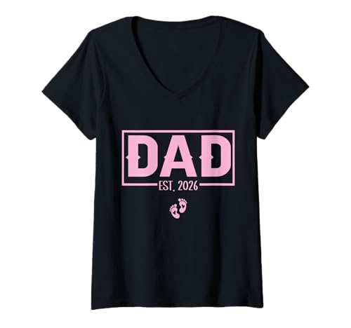 Damen Mädchen Papa Est 2026 Wird zum ersten Mal Mädchen Papa Neuer Papa Vater T-Shirt mit V-Ausschnitt Damen Mädchen Papa Est 2026 Wird zum ersten Mal Mädchen Papa Neuer Papa Vater T-Shirt mit V-Ausschnitt von Girl Newborn 2026 loading New Dad Mom 2026