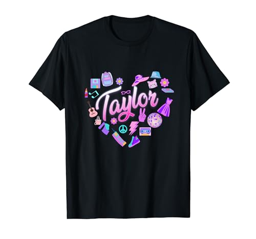 Girl Taylor Vorname I Love Taylor Girl Groovy Y2K Vintage T-Shirt von Girl Retro TAYLOR First Name Personalized Groovy