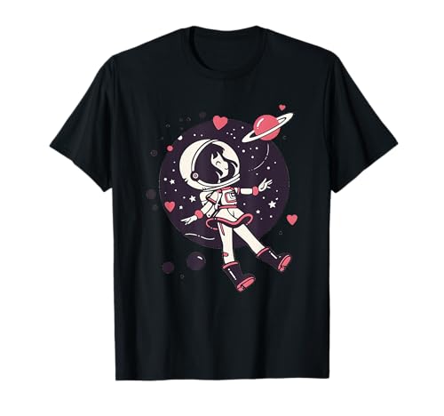 Jugendliches Mädchen Astronaut Space STEM Science Stars Hearts Girls T-Shirt Jugendliches Mädchen Astronaut Space STEM Science Stars Hearts Girls T-Shirt von Girl Science Power STEM Merch
