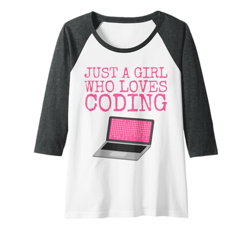 Damen Nur ein Mädchen, das Programmieren liebt Raglan von Girl Software Developer Coding By DoodleRob