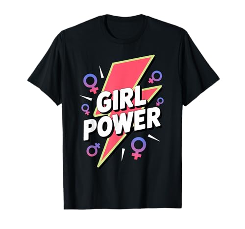 Bright Feminist Art Girl Squad Power Retro Female Voice T-Shirt von Girl Strength Lightning Bolt Feminist Youth Energy