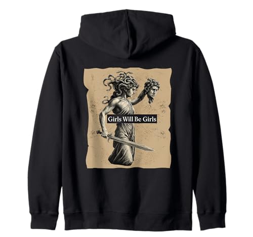 Girl Will Be Girls Medusa Kopf des Perseus Girls Empowerment Kapuzenjacke Girl Will Be Girls Medusa Kopf des Perseus Girls Empowerment Kapuzenjacke von Girl Will Be Girls Medusa Feminism Empowerment