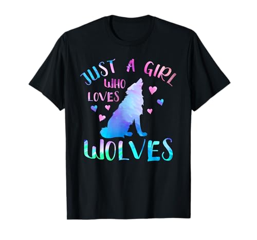 Just A Girl Who Loves Wolves Lover Aquarell Wolf Pastellfarben T-Shirt von Girl Wolves Lover Cute Gifts
