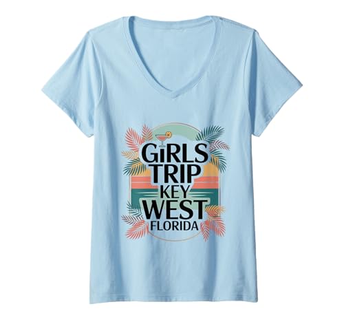 Damen Girl's Trip Key West Beste Damenunterwäsche für Mädchen Florida Vacay T-Shirt mit V-Ausschnitt Damen Girl's Trip Key West Beste Damenunterwäsche für Mädchen Florida Vacay T-Shirt mit V-Ausschnitt von Girl's Vacation Matching Group