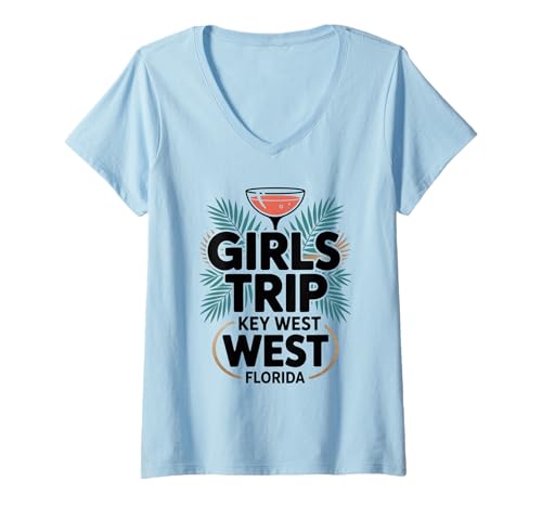 Damen Girl's Trip Key West Beste Damenunterwäsche für Mädchen Florida Vacay T-Shirt mit V-Ausschnitt Damen Girl's Trip Key West Beste Damenunterwäsche für Mädchen Florida Vacay T-Shirt mit V-Ausschnitt von Girl's Vacation Matching Group