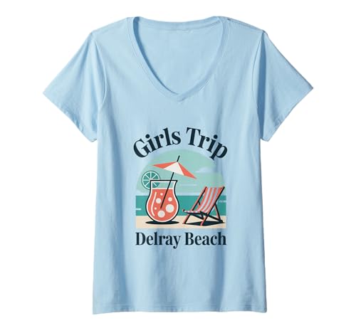Damen Mädchenreise Delray Beach Girls Travel Crew Florida Besties T-Shirt mit V-Ausschnitt Damen Mädchenreise Delray Beach Girls Travel Crew Florida Besties T-Shirt mit V-Ausschnitt von Girl's Vacation Matching Group