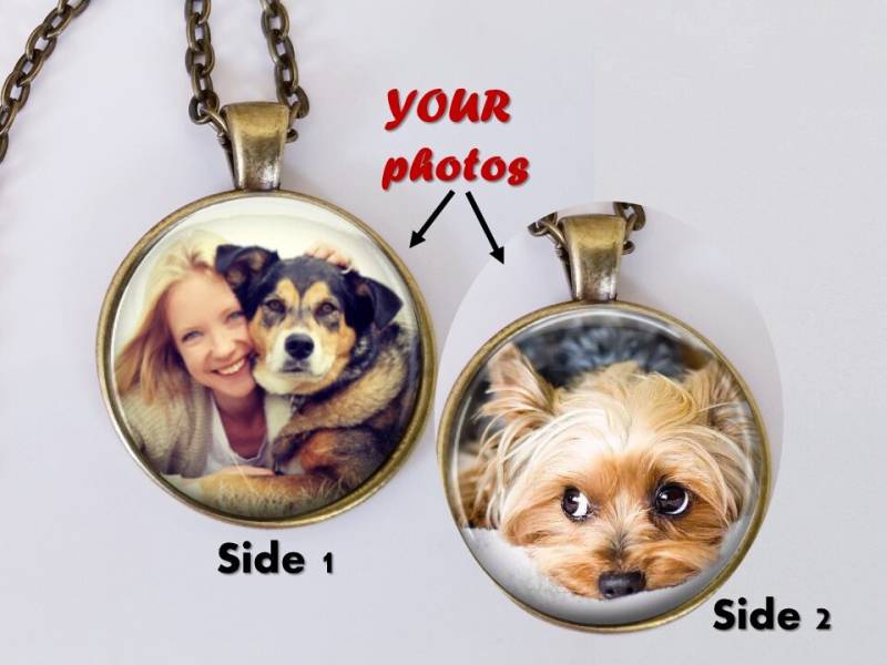 Hunde Bild Halskette Anhänger - Benutzerdefinierte Haustier Foto Schlüsselanhänger 2 Seitig Doppelseitig -Personalisierter von GirlPowerPendants