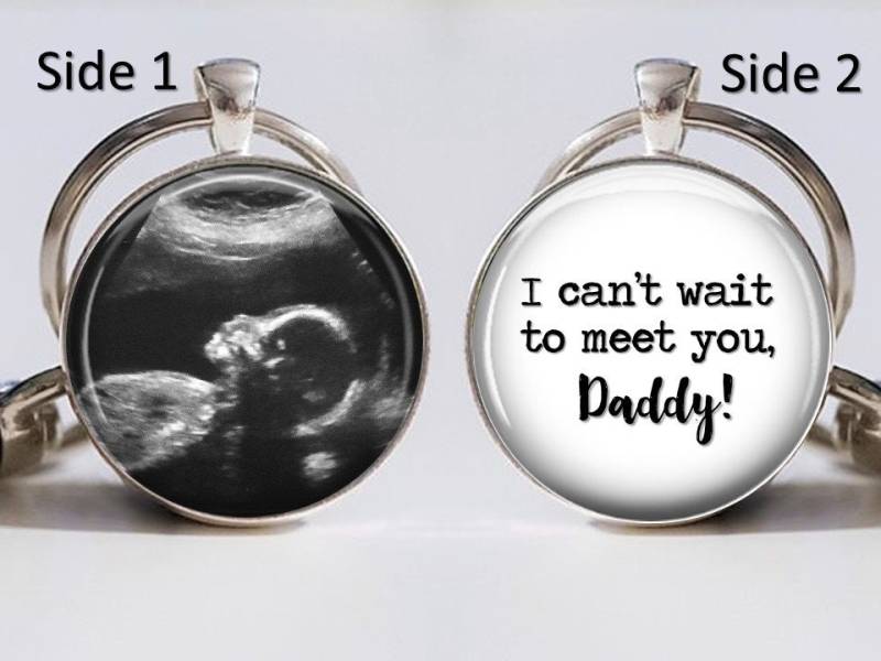Ultraschall Schlüsselanhänger - Kann Nicht Warten, Um Dich Zu Treffen Benutzerdefinierte Baby-Ultraschall-Sonogramm Foto Doppelseitiger Sterling von GirlPowerPendants