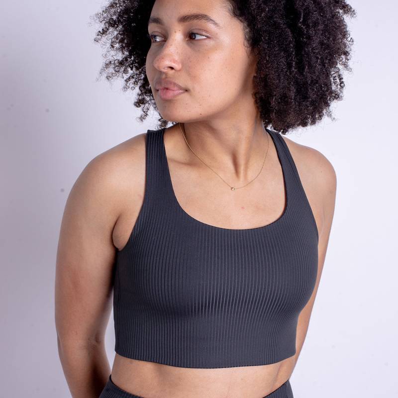 Girlfriend Collective Collective Rib Paloma Sport BH, Schwarz, Größe: M, Damen von Girlfriend Collective