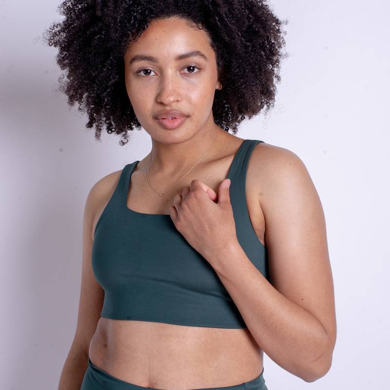 Girlfriend Collective Tommy Square Neck Sport BH, Grün, Größe: S, Damen von Girlfriend Collective