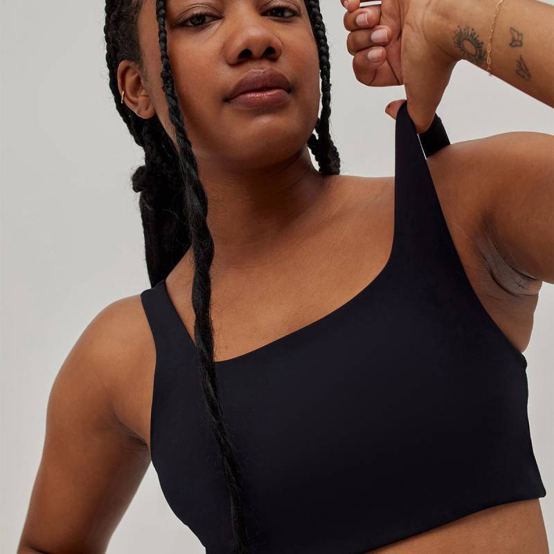Girlfriend Collective Tommy Square Neck Sport BH, Schwarz, Größe: S, Damen von Girlfriend Collective