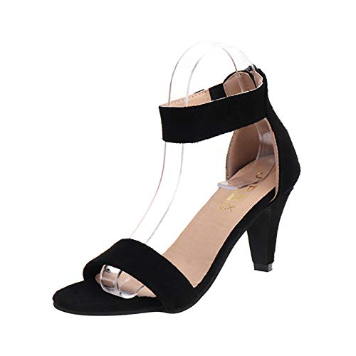 Girllike Damen Stilettos Open Toe Knöchelriemen Bequemes Hohe Absatz Kleid Hochzeit Party Sandaletten(Schwarz，39.5EU/41CN) von Girllike