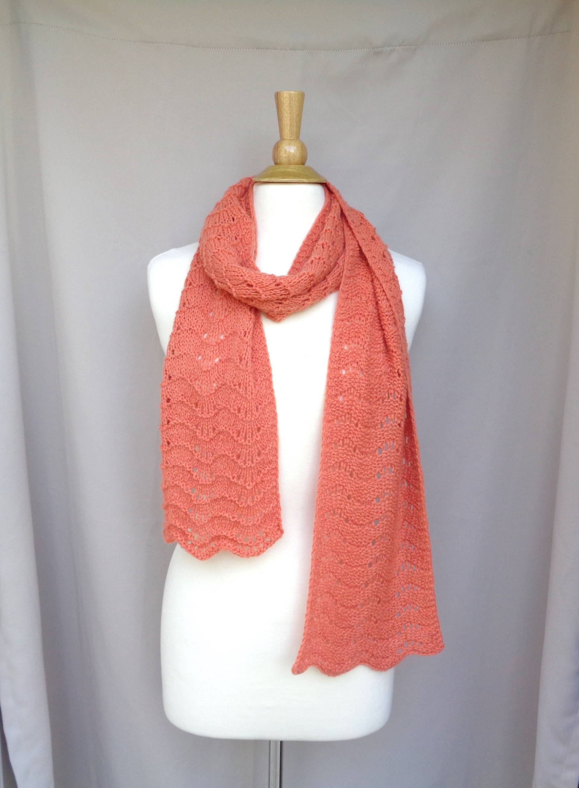 Kürbis Oranger Schal, Reiner Kaschmir, Superweiches Extra Langes Lacy Design, Frauen Teenager Mädchen, Handgestrickt von GirlpowerKnits