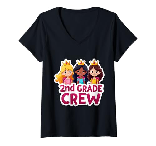 Damen Mädchen 2. Klasse Crew Princess Second Grader Back To School T-Shirt mit V-Ausschnitt Damen Mädchen 2. Klasse Crew Princess Second Grader Back To School T-Shirt mit V-Ausschnitt von Girls 2nd Grade Crew Princess Second Grader Merch