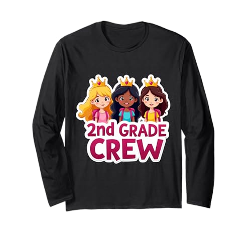 Mädchen 2. Klasse Crew Princess Second Grader Back To School Langarmshirt von Girls 2nd Grade Crew Princess Second Grader Merch