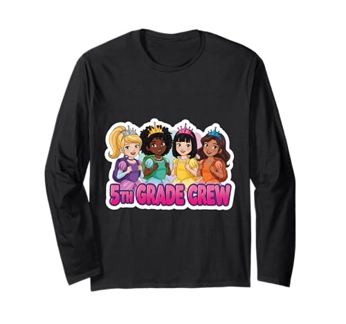 Mädchen 5. Klasse Crew Prinzessin Fünfte Klasse Back To School Langarmshirt von Girls 5th Grade Crew Princess Fifth Grader Merch