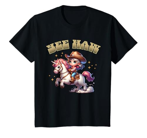 Kinder Yee Haw - Junges Cowgirl reitet auf einem Einhorn Mädchen Western T-Shirt Kinder Yee Haw - Junges Cowgirl reitet auf einem Einhorn Mädchen Western T-Shirt von Girls Back to School Bruh Apparel by Laughing Crow