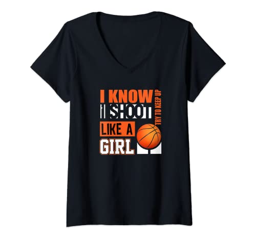 Damen Mädchen Basketball Spruch für Teens Play Like a Girl T-Shirt mit V-Ausschnitt Damen Mädchen Basketball Spruch für Teens Play Like a Girl T-Shirt mit V-Ausschnitt von Girls Basketball Gear for Teens