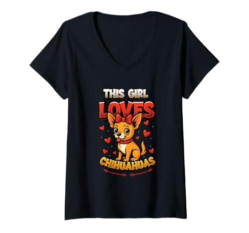 Damen Chihuahua Mom - Dieses Mädchen liebt Chihuahua T-Shirt mit V-Ausschnitt Damen Chihuahua Mom - Dieses Mädchen liebt Chihuahua T-Shirt mit V-Ausschnitt von Girls Chihuahua Lover Designs for Women & Girls