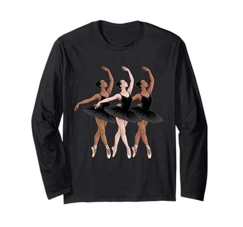 Dancing Diverse Balletttänzer Schwarz Pose Daugther Damen Herren Langarmshirt von Girls Dance Culture Unity Art for Ballerina Lovers