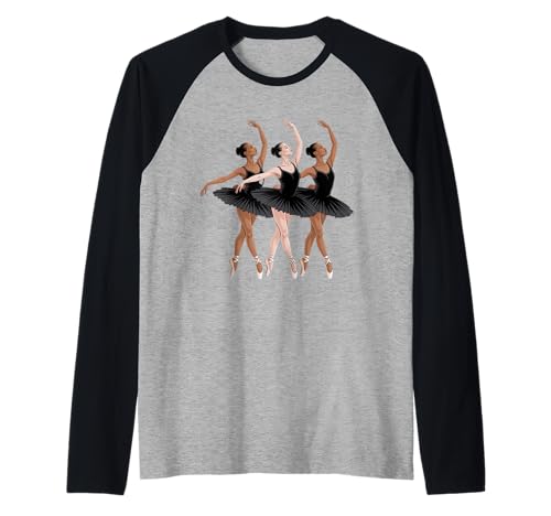 Dancing Diverse Balletttänzer Schwarz Pose Daugther Damen Herren Raglan von Girls Dance Culture Unity Art for Ballerina Lovers