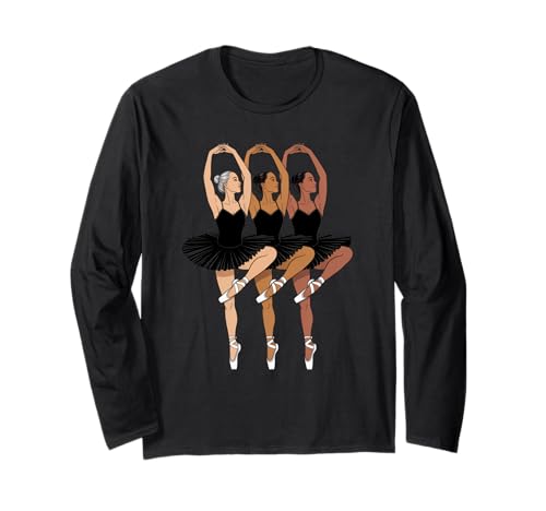 Dancing Diverse Balletttänzer Schwarz Pose Tochter Frauen Männer Langarmshirt von Girls Dance Culture Unity Art for Ballerina Lovers