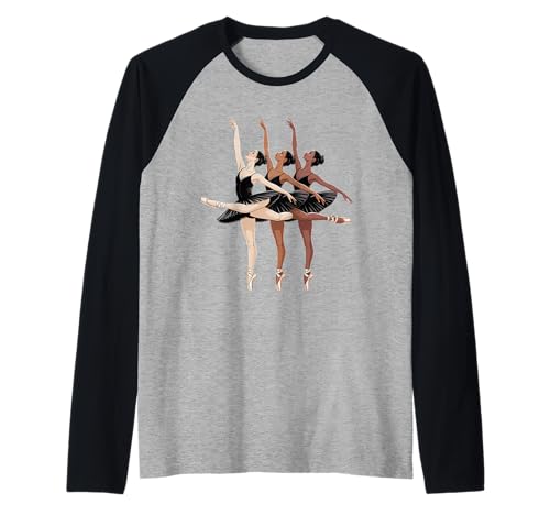 Dancing Diverse Balletttänzer Schwarz Pose Tochter Frauen Männer Raglan von Girls Dance Culture Unity Art for Ballerina Lovers