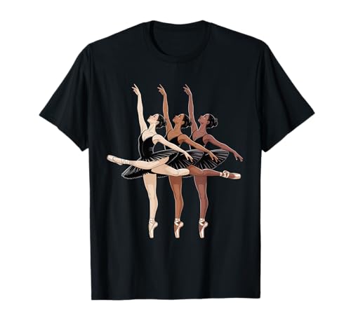 Dancing Diverse Balletttänzer Schwarz Pose Tochter Frauen Männer T-Shirt von Girls Dance Culture Unity Art for Ballerina Lovers
