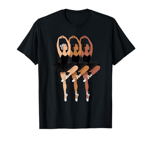 Dancing Diverse Balletttänzer Schwarz Pose Tochter Frauen Männer T-Shirt von Girls Dance Culture Unity Art for Ballerina Lovers