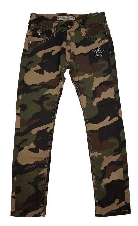 Girls Fashion 5-Pocket-Jeans Mädchen Army Tarnhose, Camouflage Muster M8152 von Girls Fashion