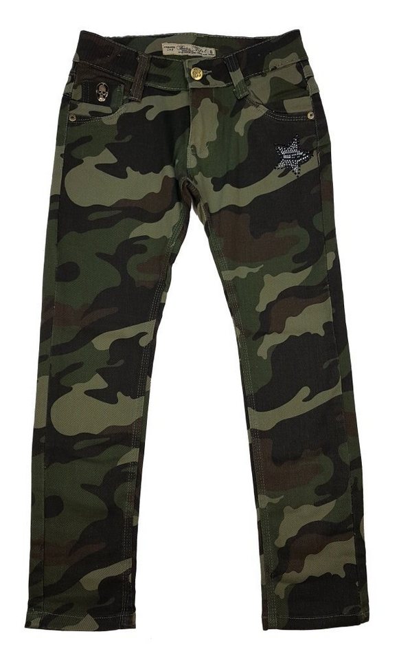 Girls Fashion 5-Pocket-Jeans Mädchen Army Tarnhose, Camouflage Muster M8152 von Girls Fashion
