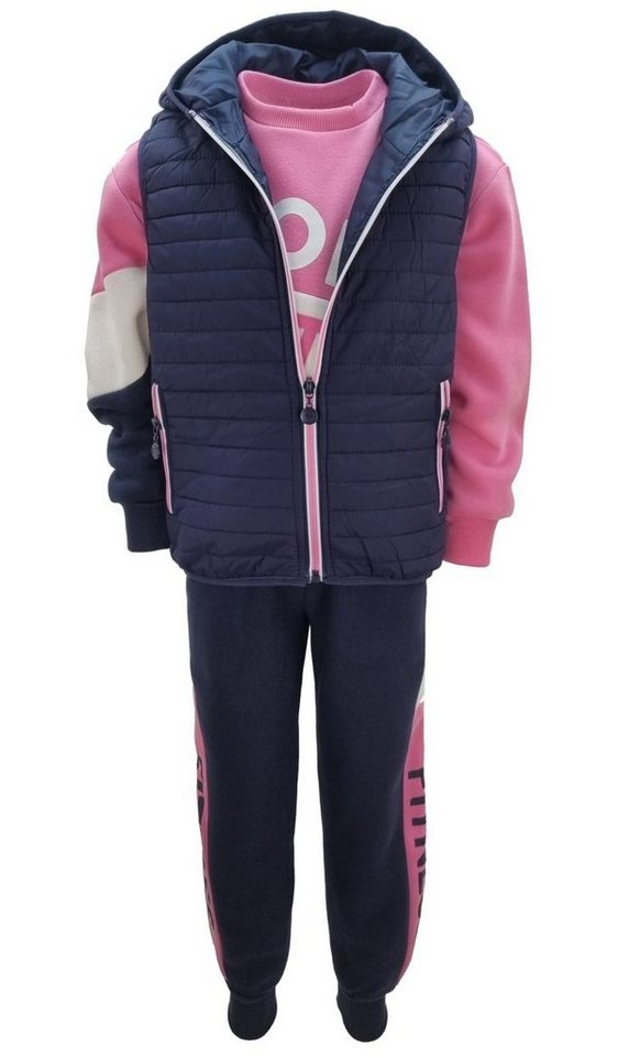Girls Fashion Sweatanzug Sweatanzug mit Weste, Freizeitset, Kapuzen Jacke + Jogginghose, MF81 (Set, mit Weste) von Girls Fashion
