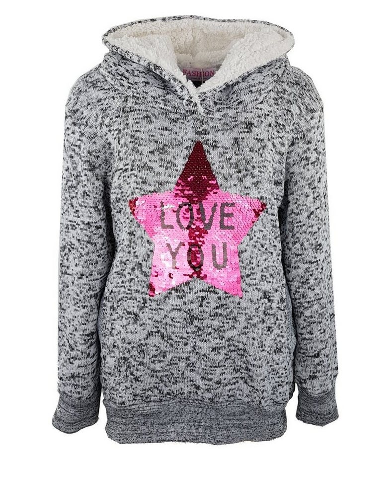 Girls Fashion Kapuzenpullover Mädchen Kapuzen Pullover, mit Pailletten, Sweatshirt, MS07 von Girls Fashion