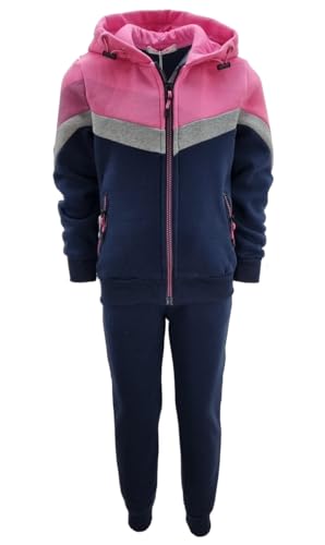 Girls Fashion Mädchen Sweatanzug, Freizeitset, gefüttert, Kapuzen Jacke + Jogginghose in Hose Blau, Gr. 110/116, MF87.6 von Girls Fashion