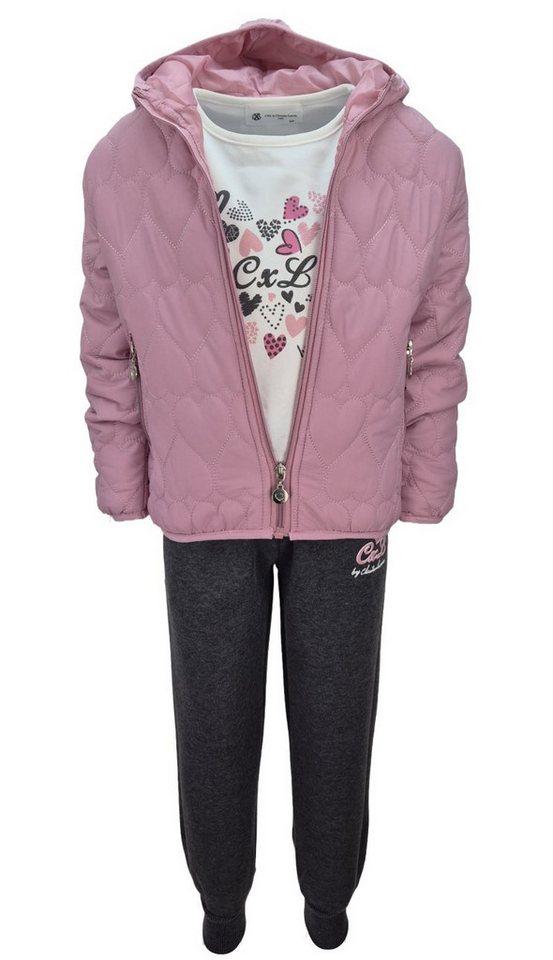 Girls Fashion Sweatanzug Freizeitset mit Jacke, Steppjacke, Langarm Shirt + Jogginghose, MF158 (mit Steppjacke) von Girls Fashion