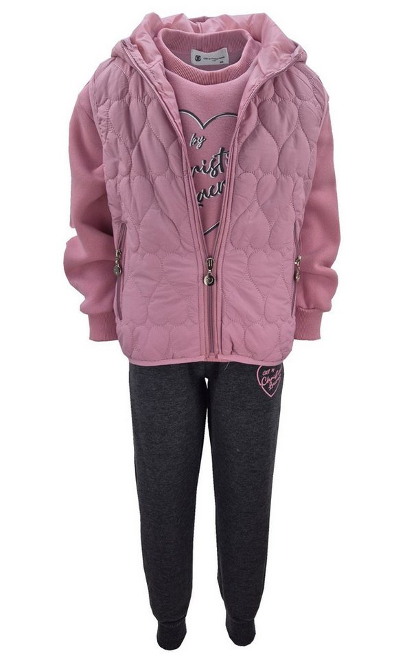 Girls Fashion Sweatanzug Freizeitset mit Weste, Kapuzen Jacke, Sweatshirt + Jogginghose, MF159 von Girls Fashion