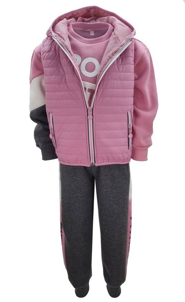 Girls Fashion Sweatanzug Sweatanzug mit Weste, Freizeitset, Kapuzen Jacke + Jogginghose, MF81 (Set, mit Weste) von Girls Fashion