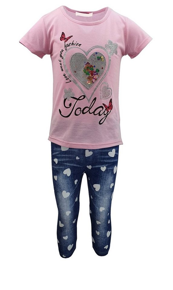 Girls Fashion T-Shirt & Bermudas Sommerset, T-Shirt + Capri Hose, MS216 (Set, Shirt+Capri Leggings) von Girls Fashion