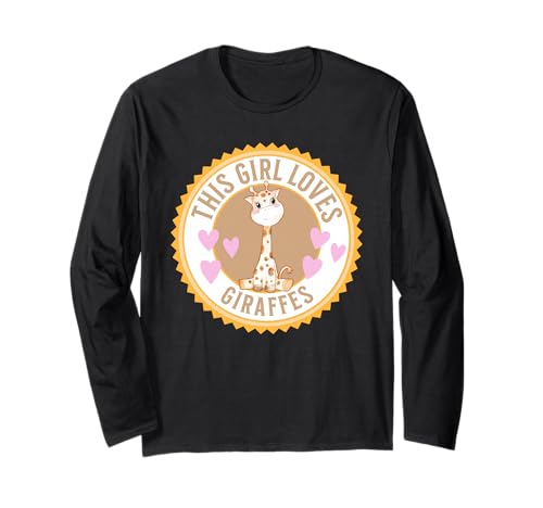 Dieses Mädchen liebt Giraffen, niedliche Cartoon-Giraffe Langarmshirt von Girls Giraffe Gifts Co.